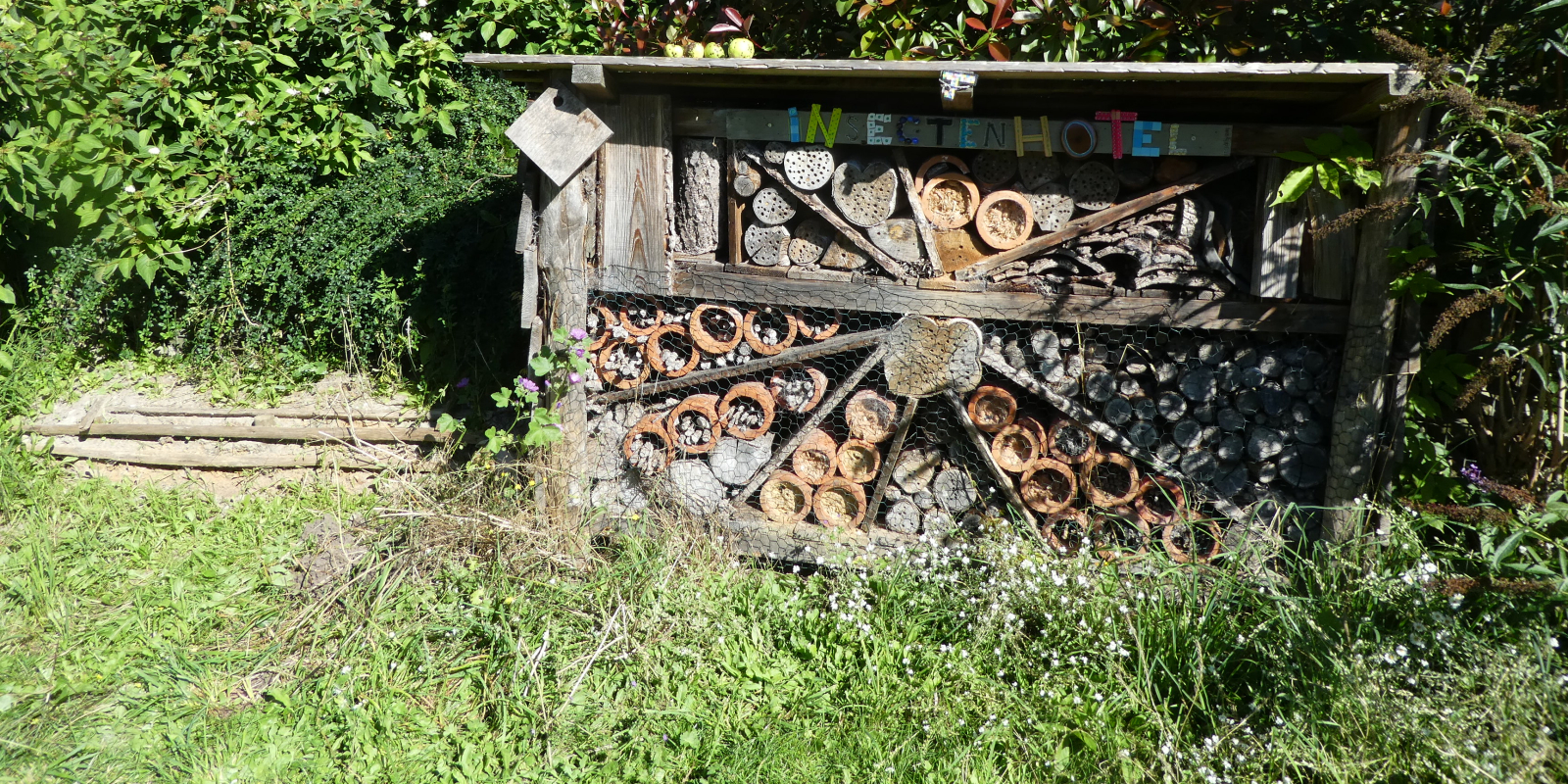 insectenhotel met bijenbank - meanderhof