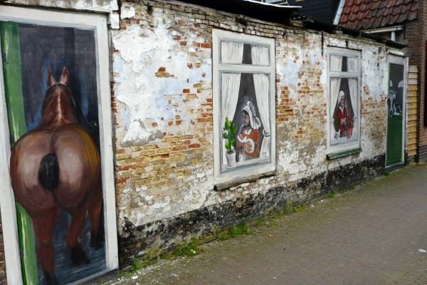 Oude muurschildering in Vollenhove.